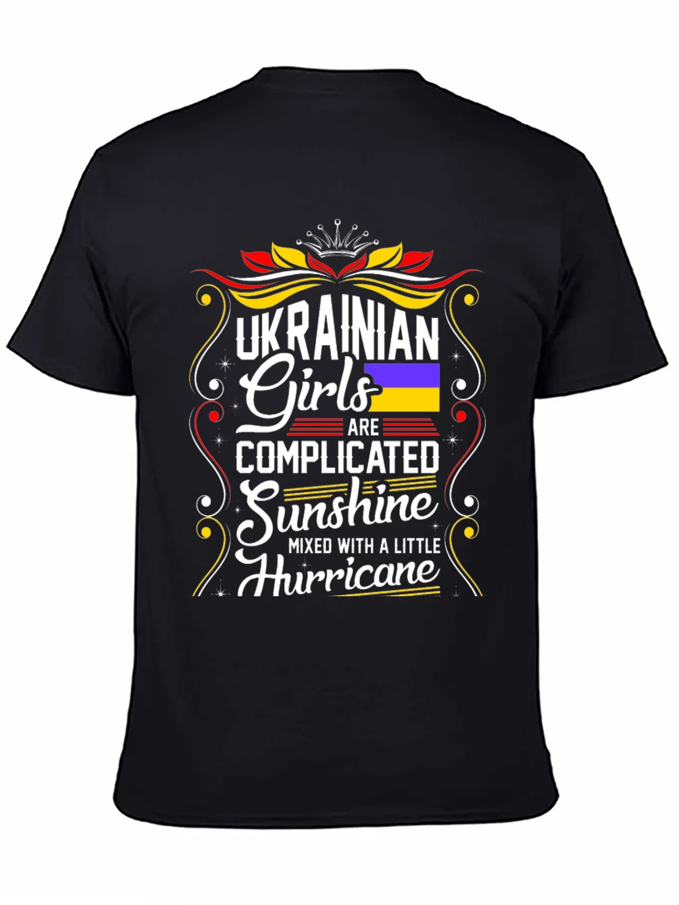 Camiseta Negra con Dise?o Ucraniano para Mujer