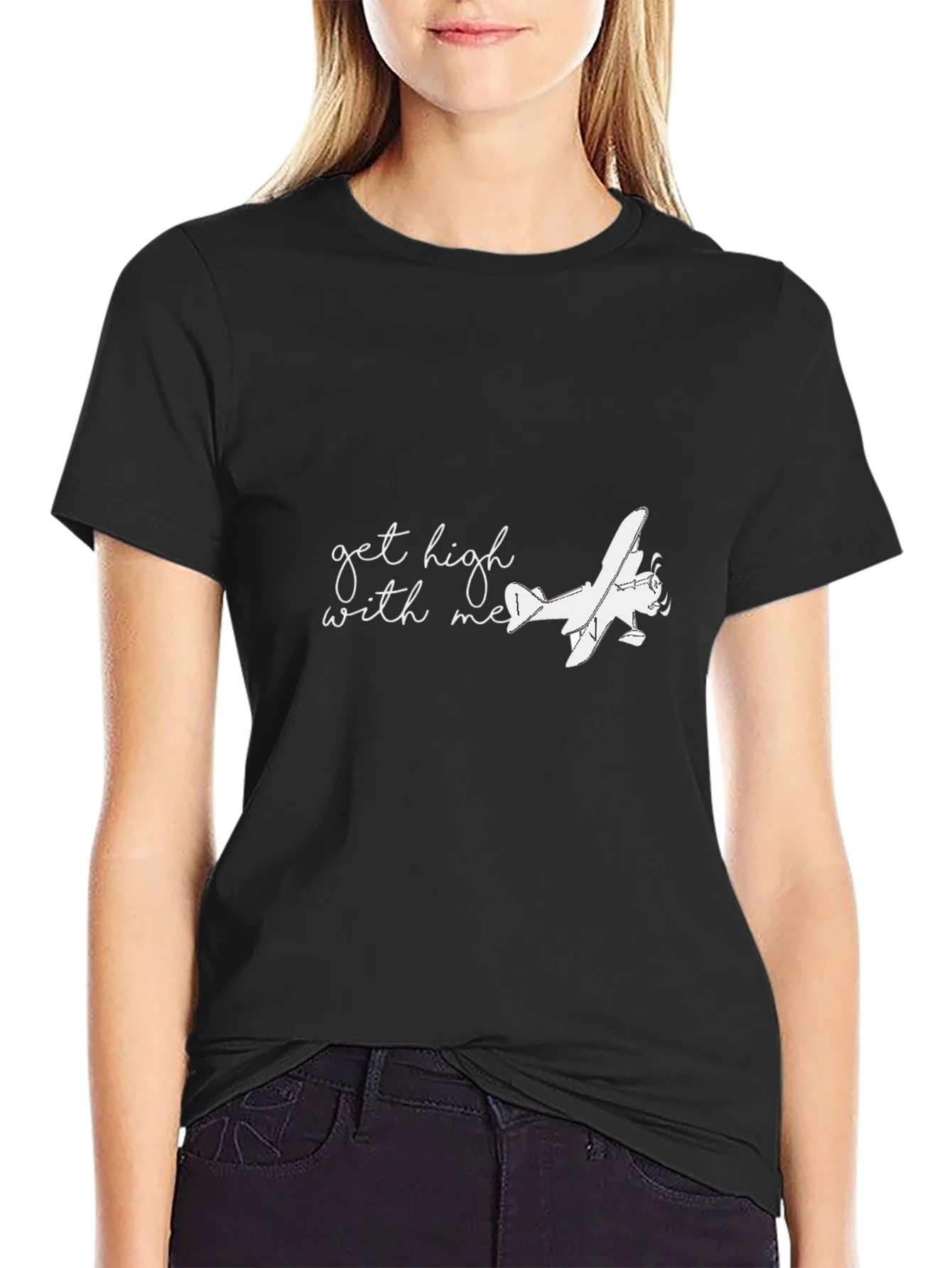 Rebbecca Get High With Me Airplane Graphic Tee