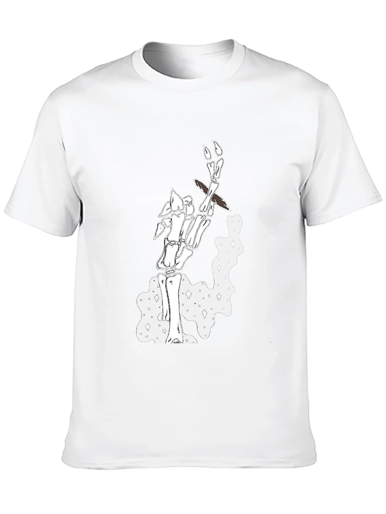 Camiseta Negra con Dise?o de Esqueleto Fumando