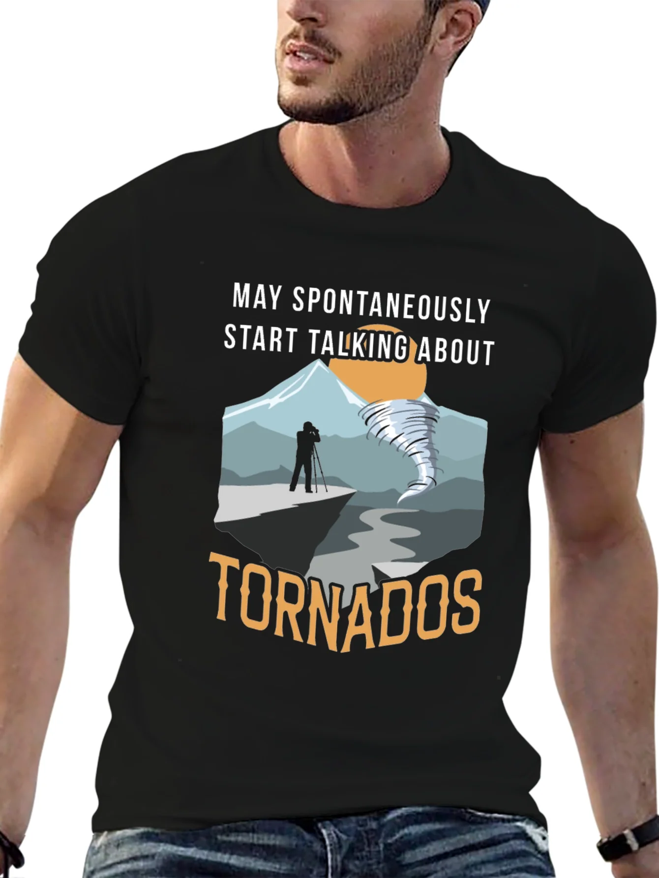 Camiseta Negra con Dise?o de Tornados para Aficionados