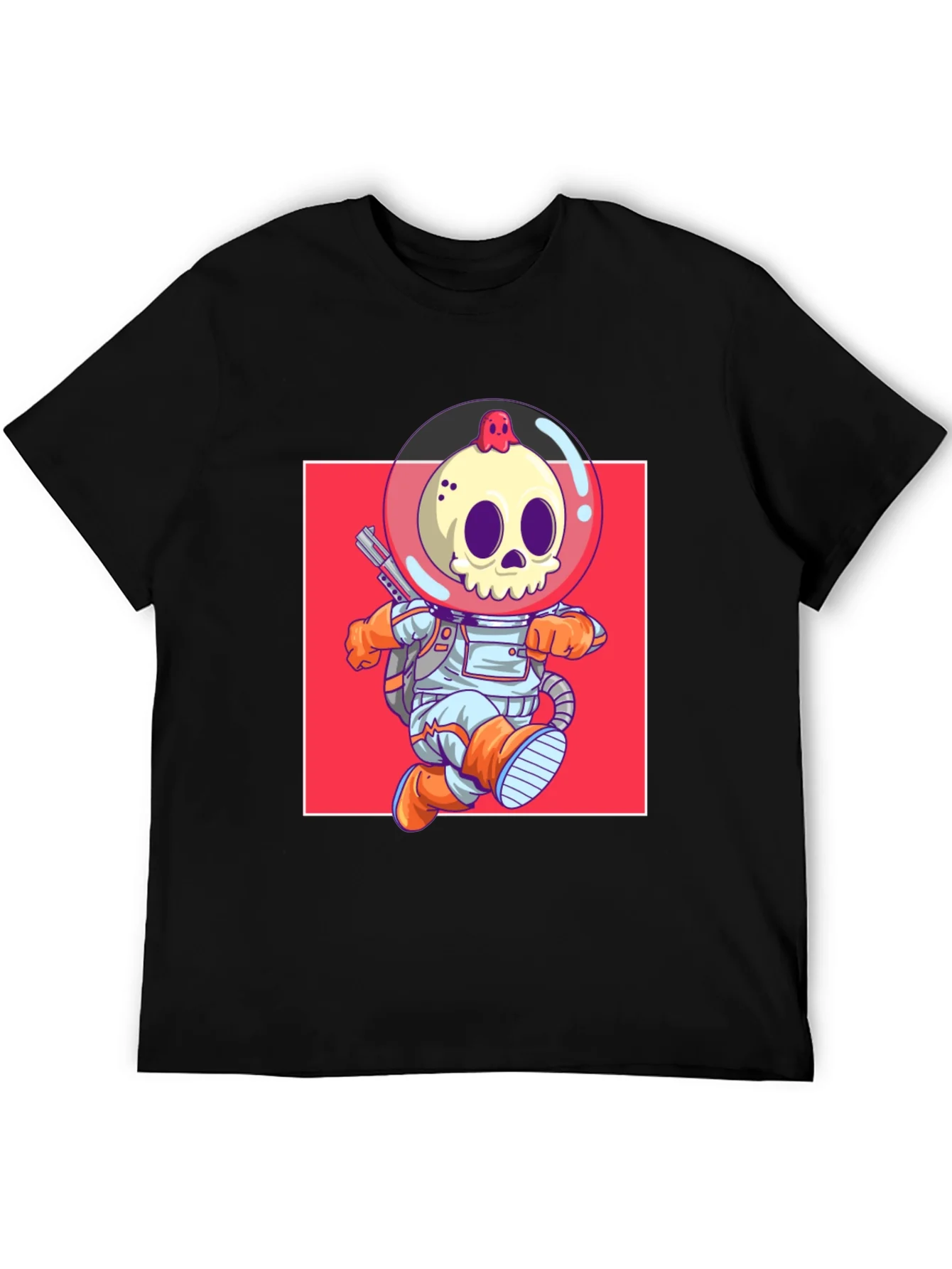 Camiseta Negra con Dise?o de Astronauta Esqueleto