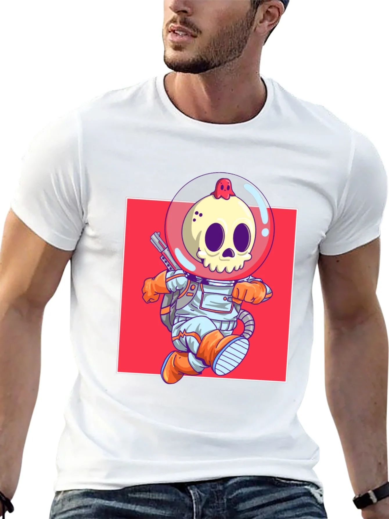 Camiseta Negra con Dise?o de Astronauta Esqueleto