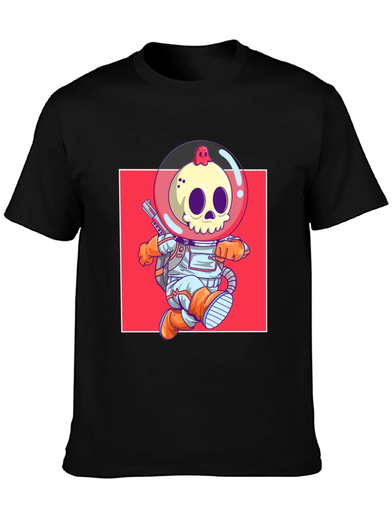 Camiseta Negra con Dise?o de Astronauta Esqueleto