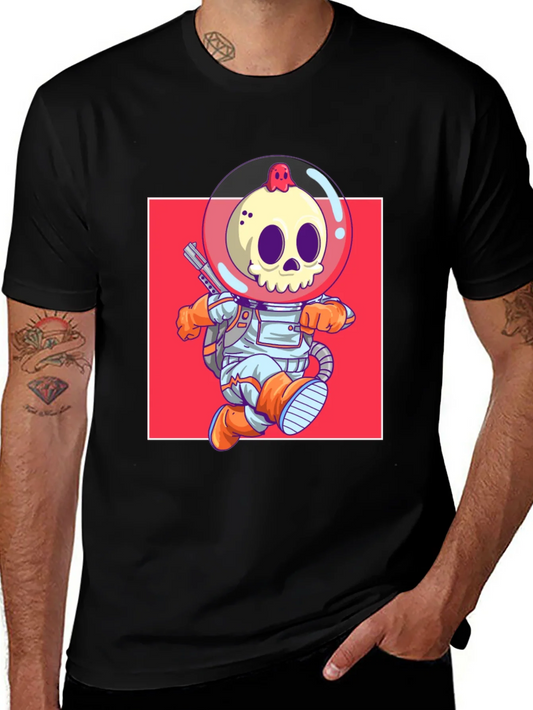 Camiseta Negra con Dise?o de Astronauta Esqueleto