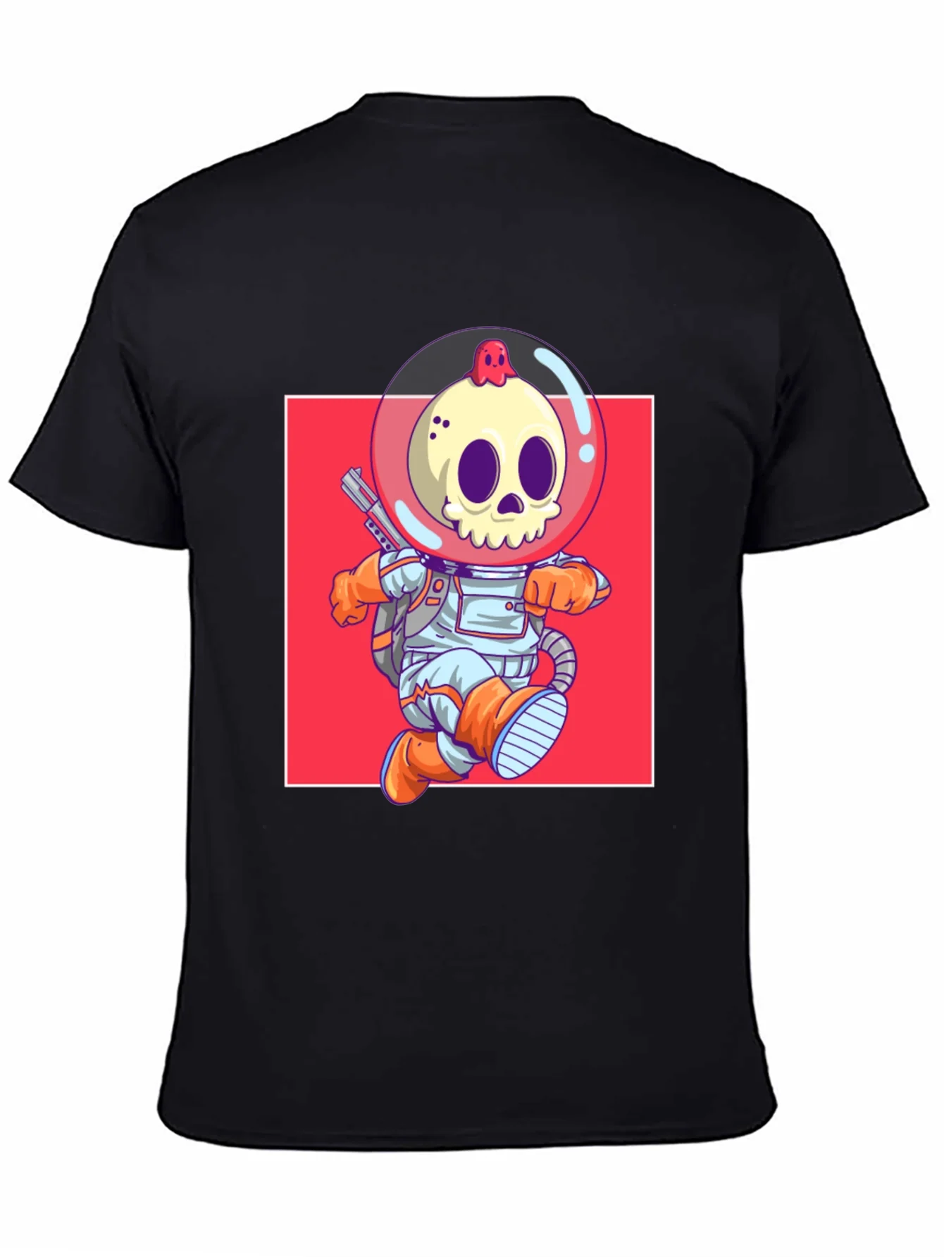 Camiseta Negra con Dise?o de Astronauta Esqueleto