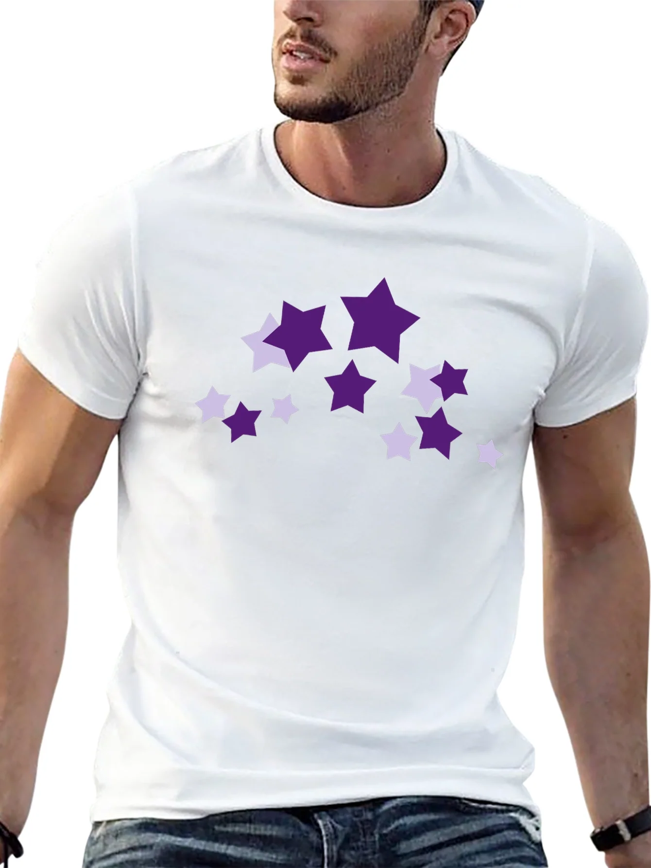 Camiseta Negra con Estrellas P¨²rpuras