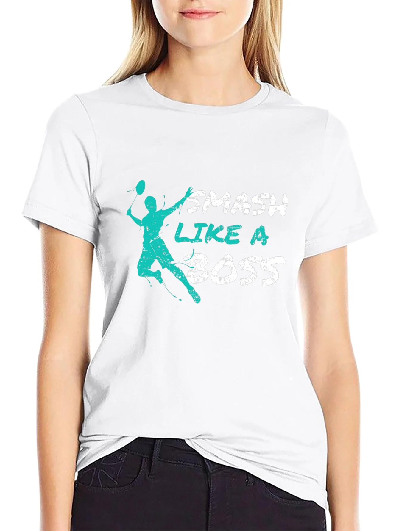 Camiseta Negra Smash Like a Boss para Badminton