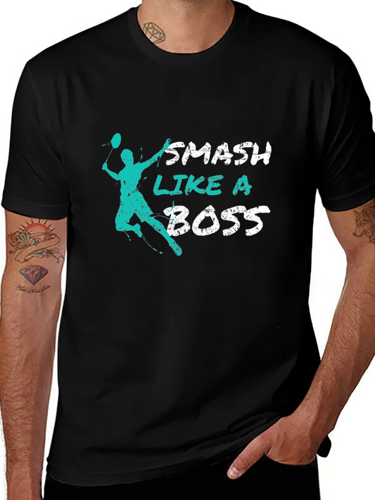 Camiseta Negra Smash Like a Boss para Badminton