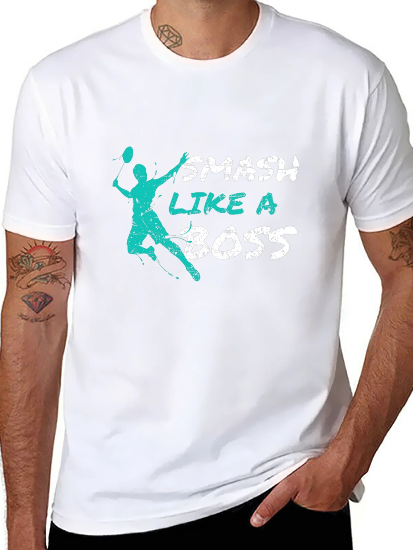 Camiseta Negra Smash Like a Boss para Badminton