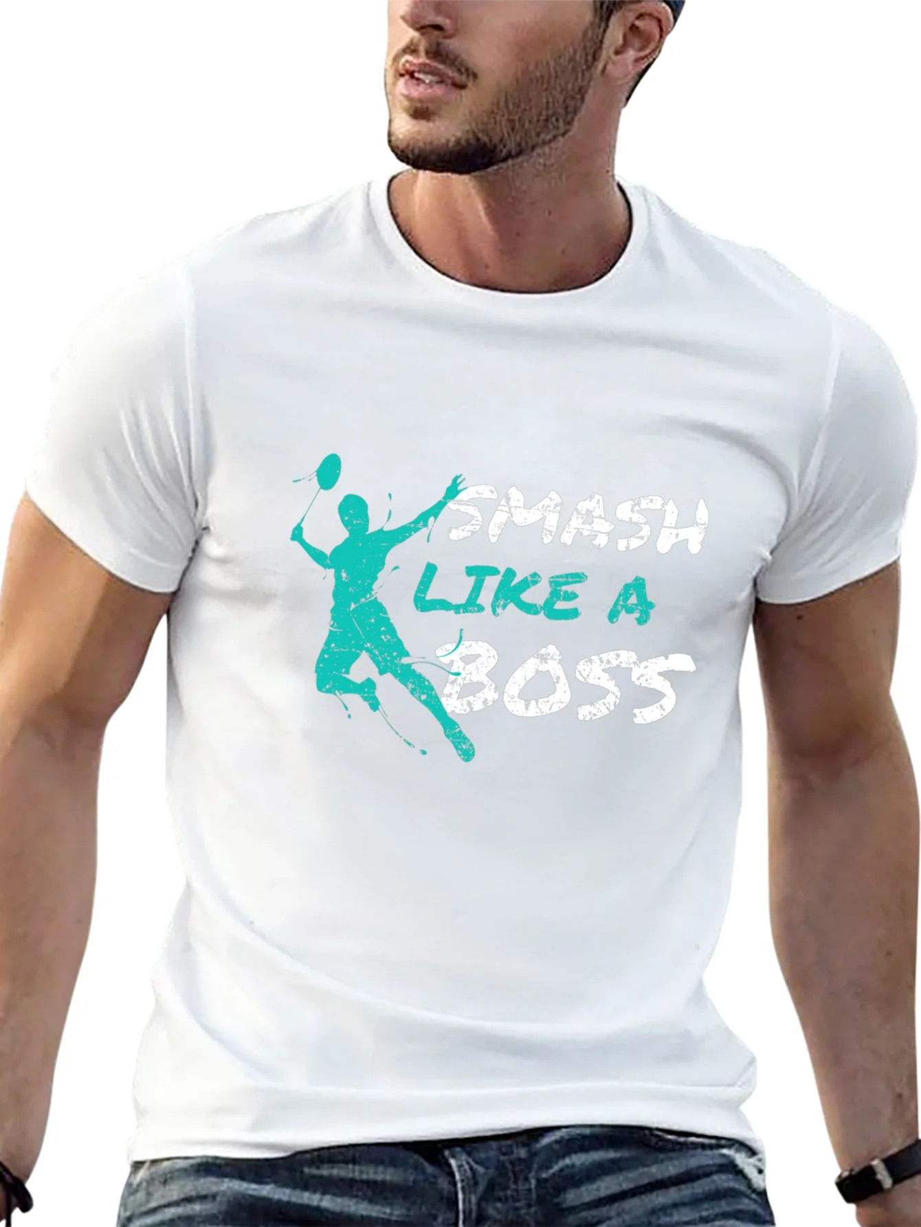 Camiseta Negra Smash Like a Boss para Badminton