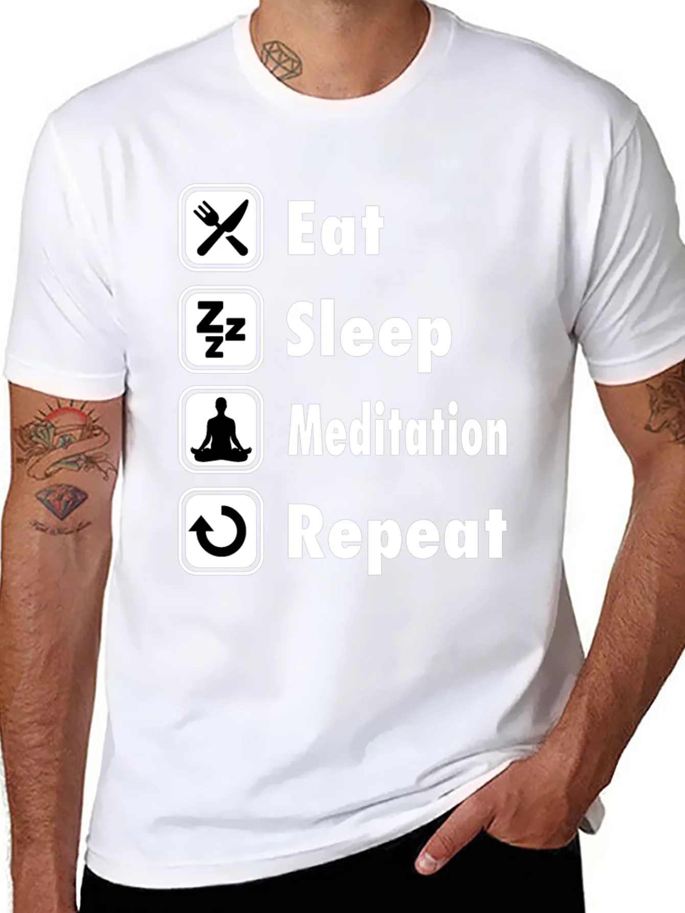 Rebbecca Eat Sleep Meditation Repeat Graphic Tee