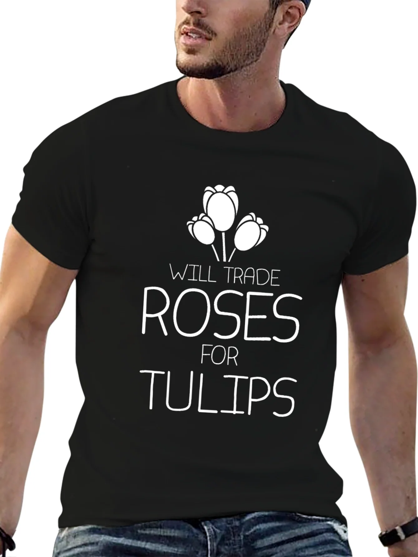 Camiseta Negra: Roses for Tulips