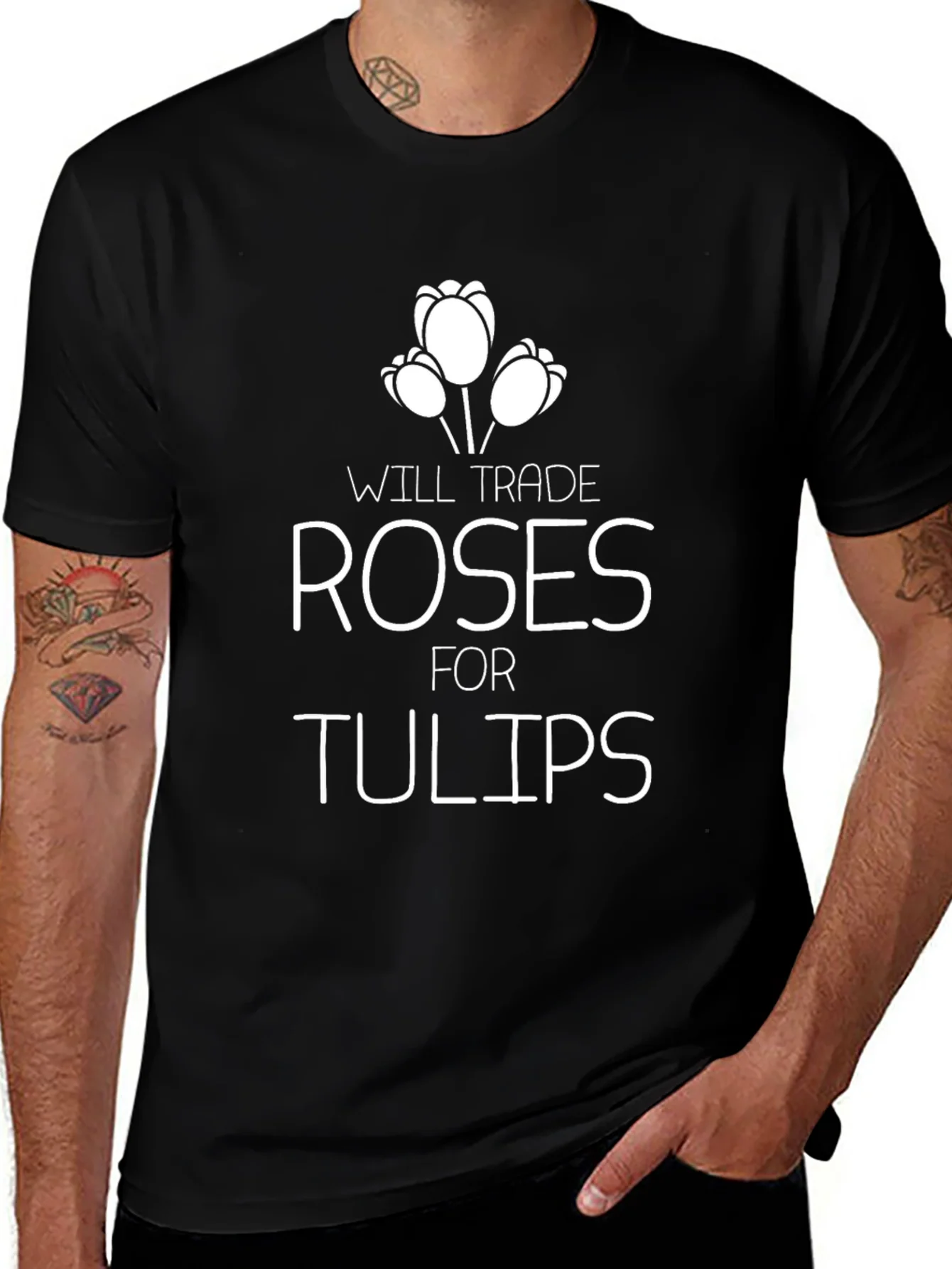Camiseta Negra: Roses for Tulips