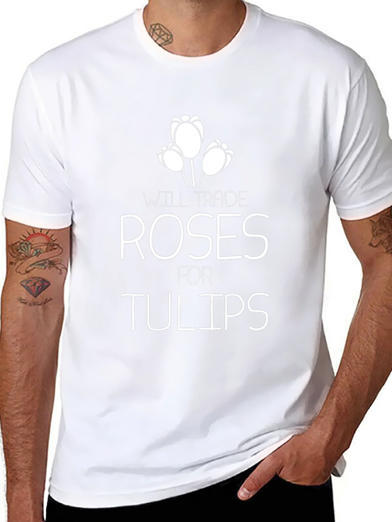 Camiseta Negra: Roses for Tulips