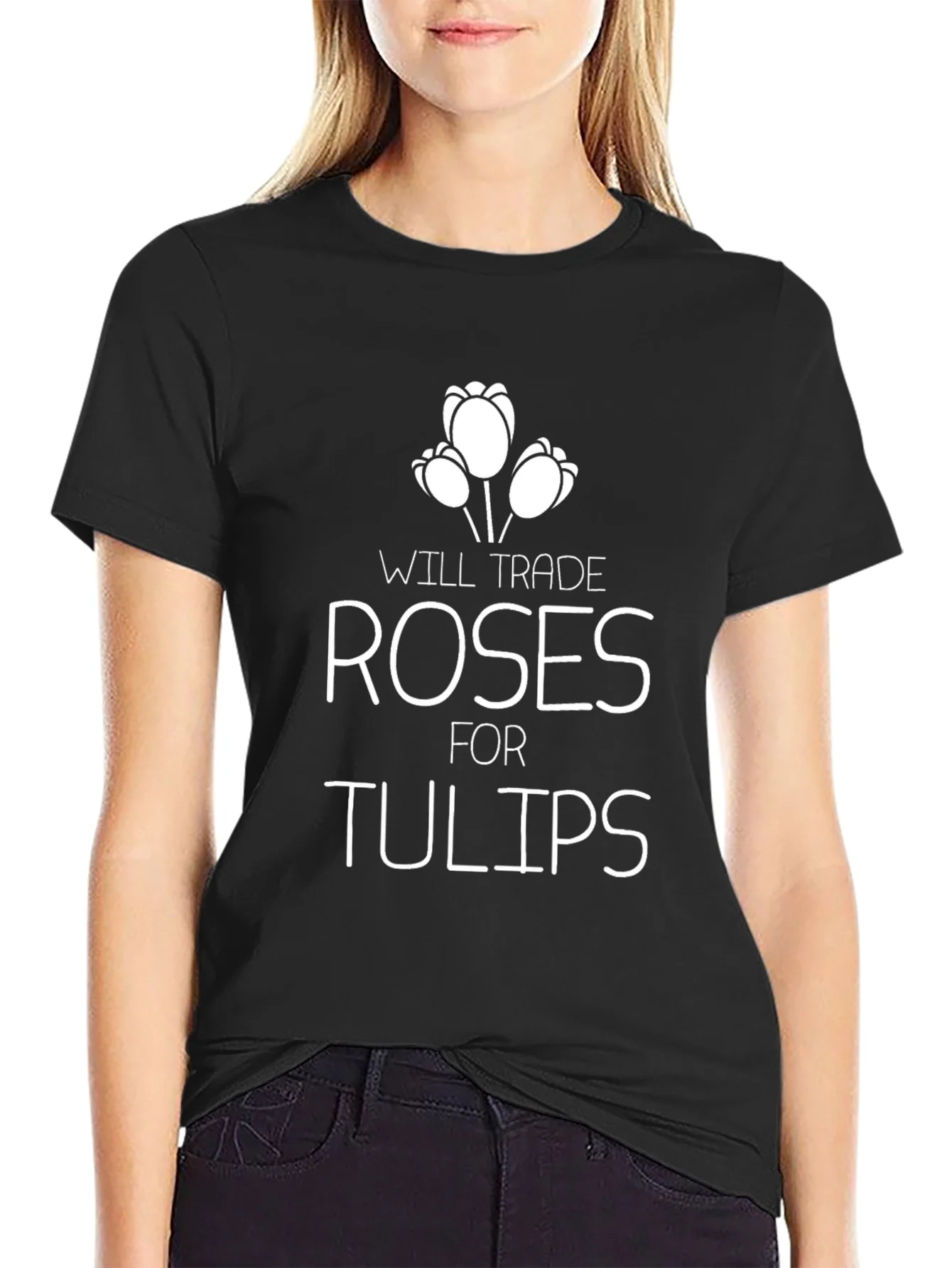 Camiseta Negra: Roses for Tulips