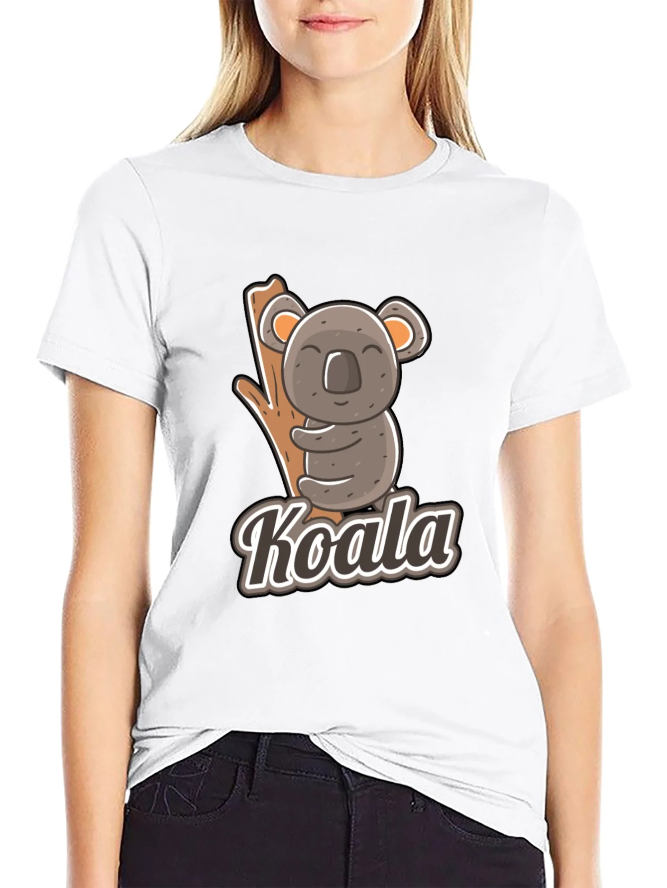 Camiseta Negra con Dise?o de Koala Divertido
