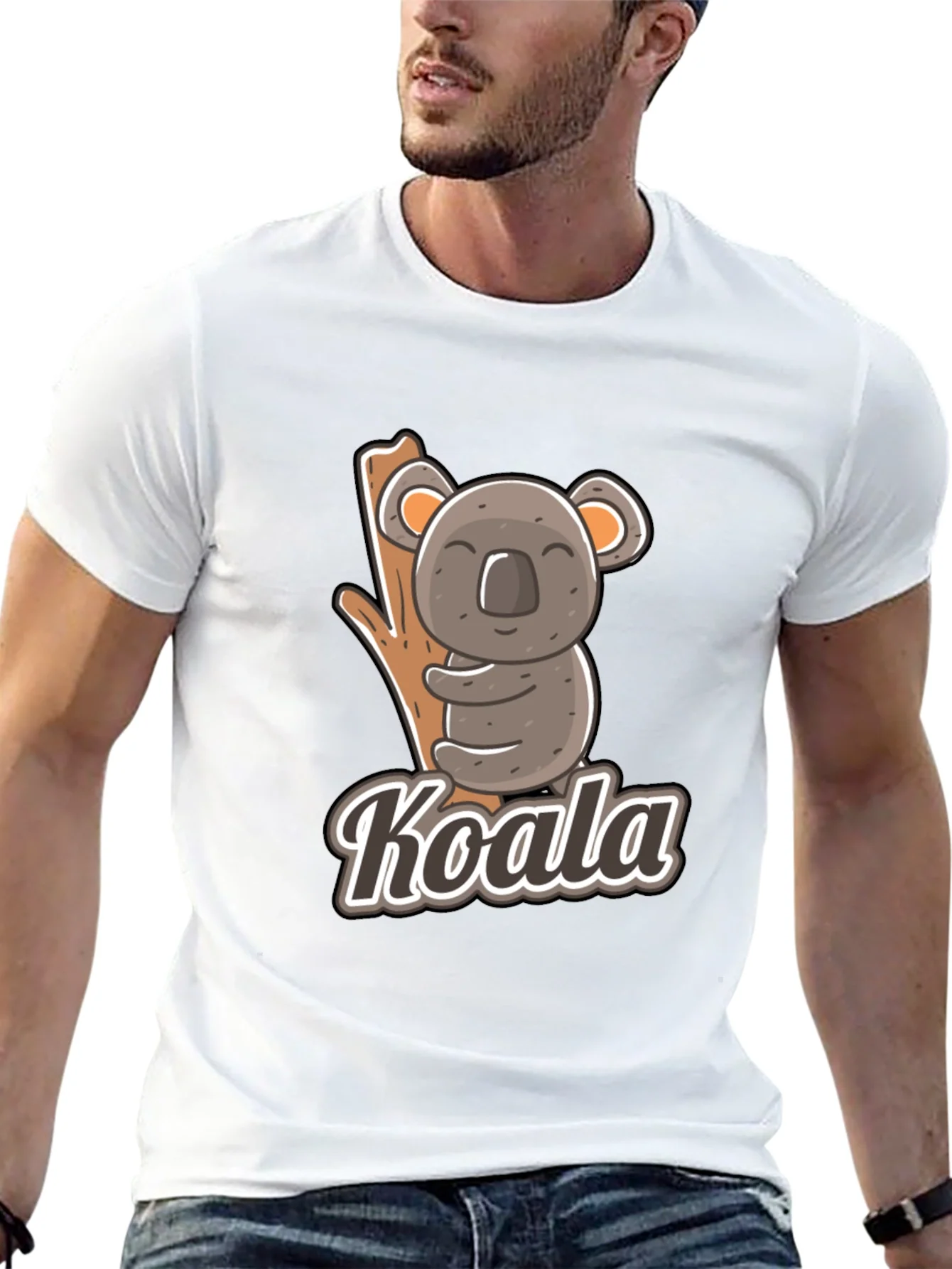 Camiseta Negra con Dise?o de Koala Divertido