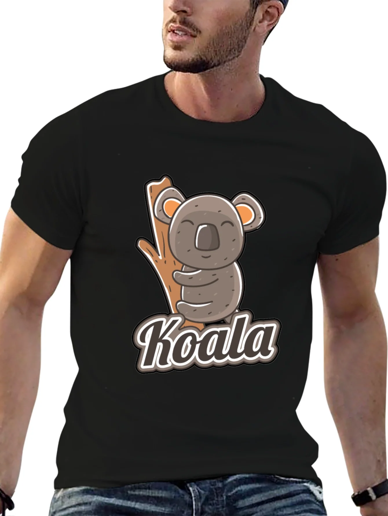 Camiseta Negra con Dise?o de Koala Divertido