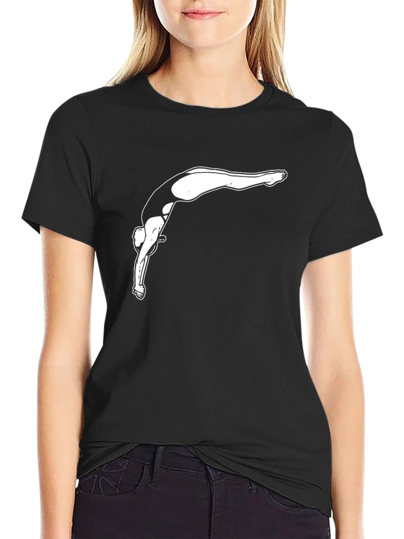 Camiseta Negra con Dise?o de Clavado Art¨ªstico