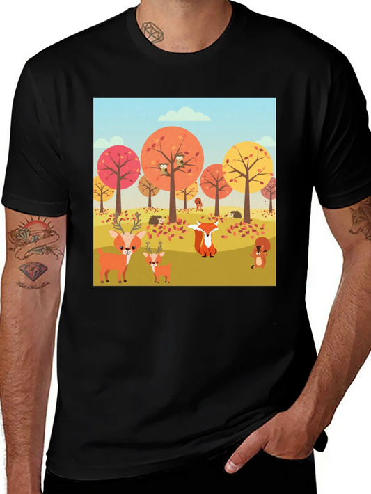 Rebbecca Autumn Forest Animals Graphic T-Shirt