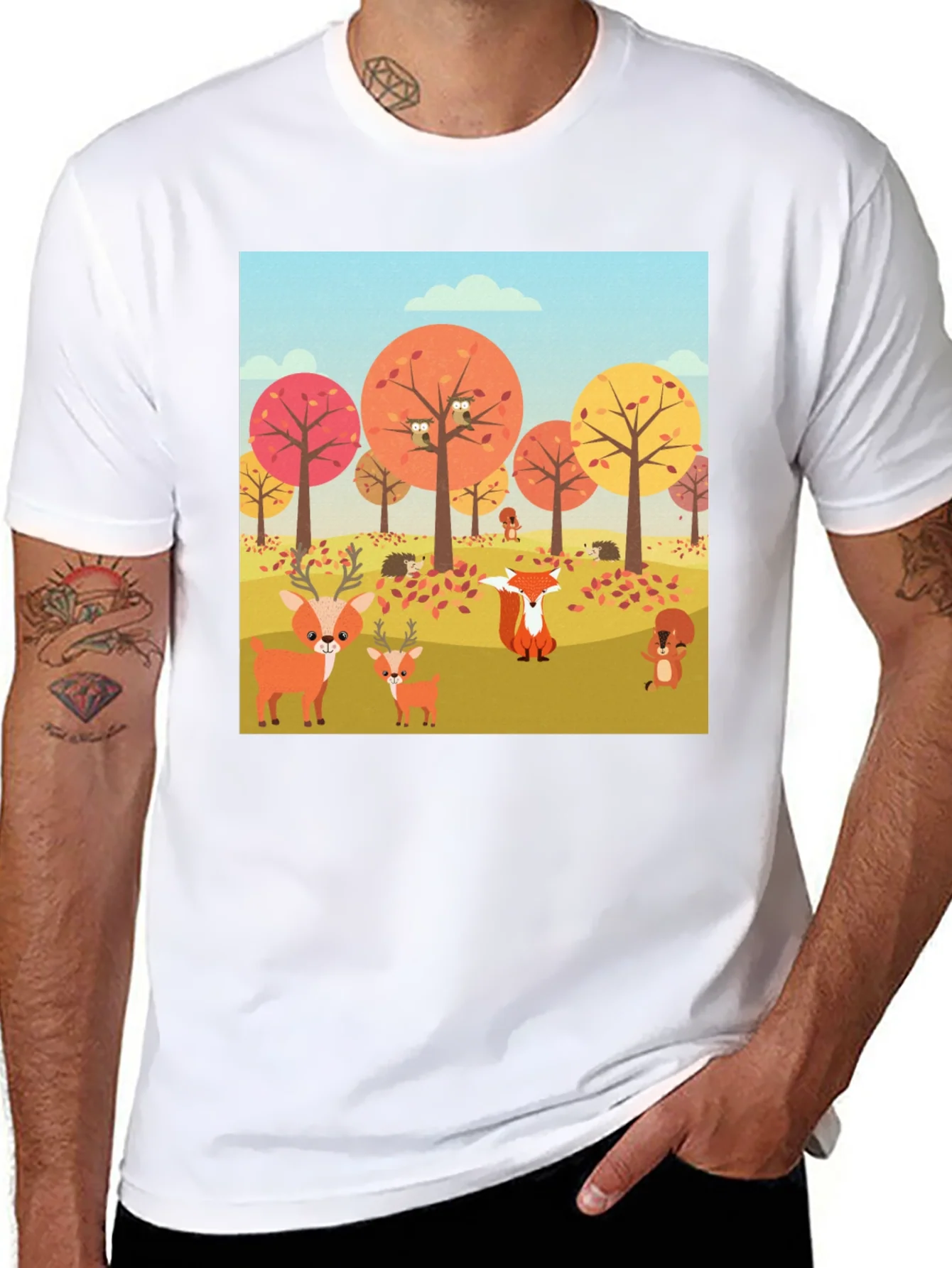 Rebbecca Autumn Forest Animals Graphic T-Shirt