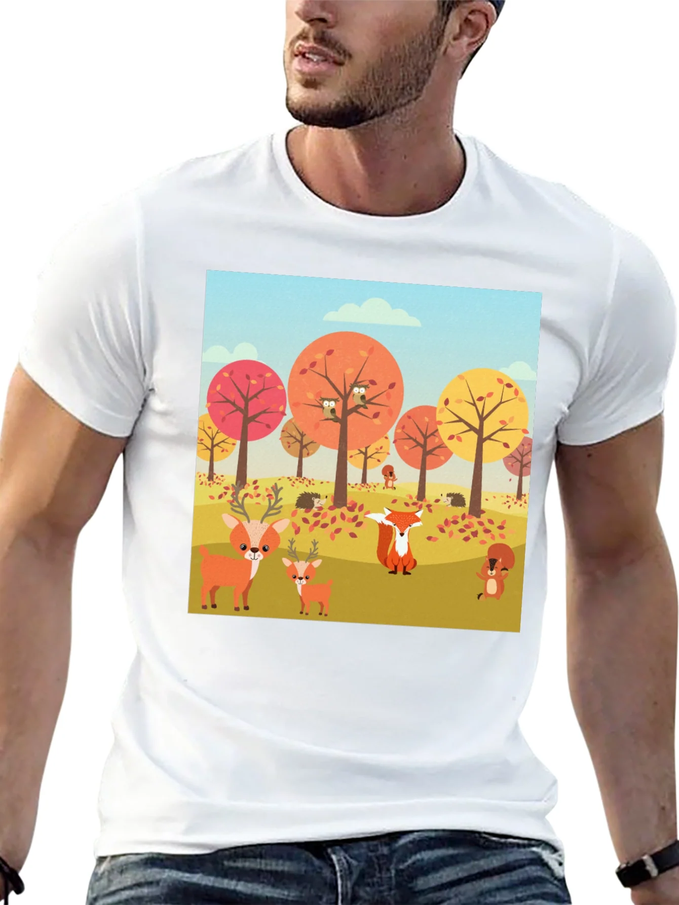 Rebbecca Autumn Forest Animals Graphic T-Shirt