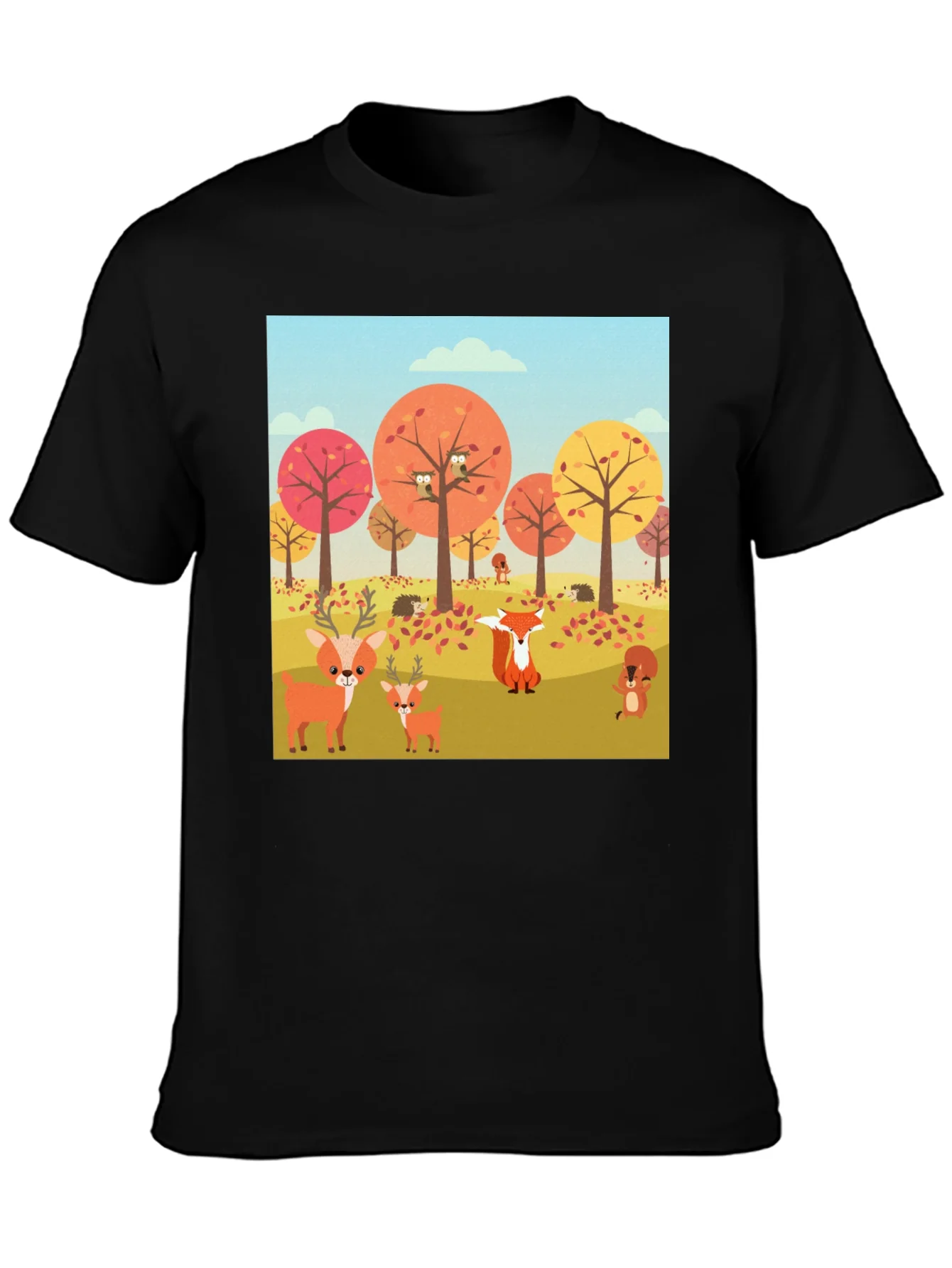 Rebbecca Autumn Forest Animals Graphic T-Shirt