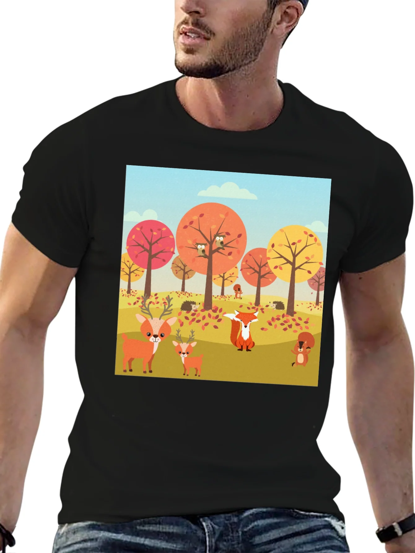 Rebbecca Autumn Forest Animals Graphic T-Shirt