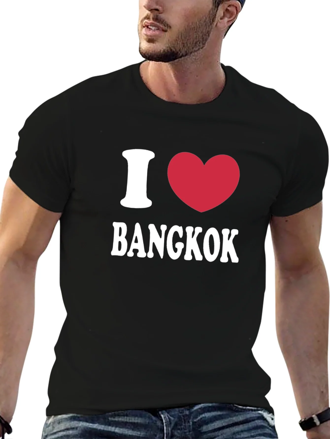 Camiseta Negra I Love Bangkok Hombre Casual
