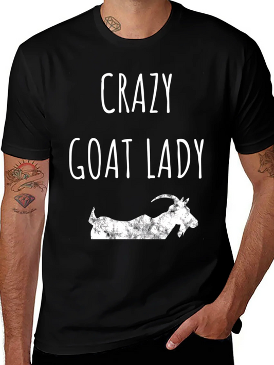 Camiseta Negra Crazy Goat Lady para Amantes de las Cabras
