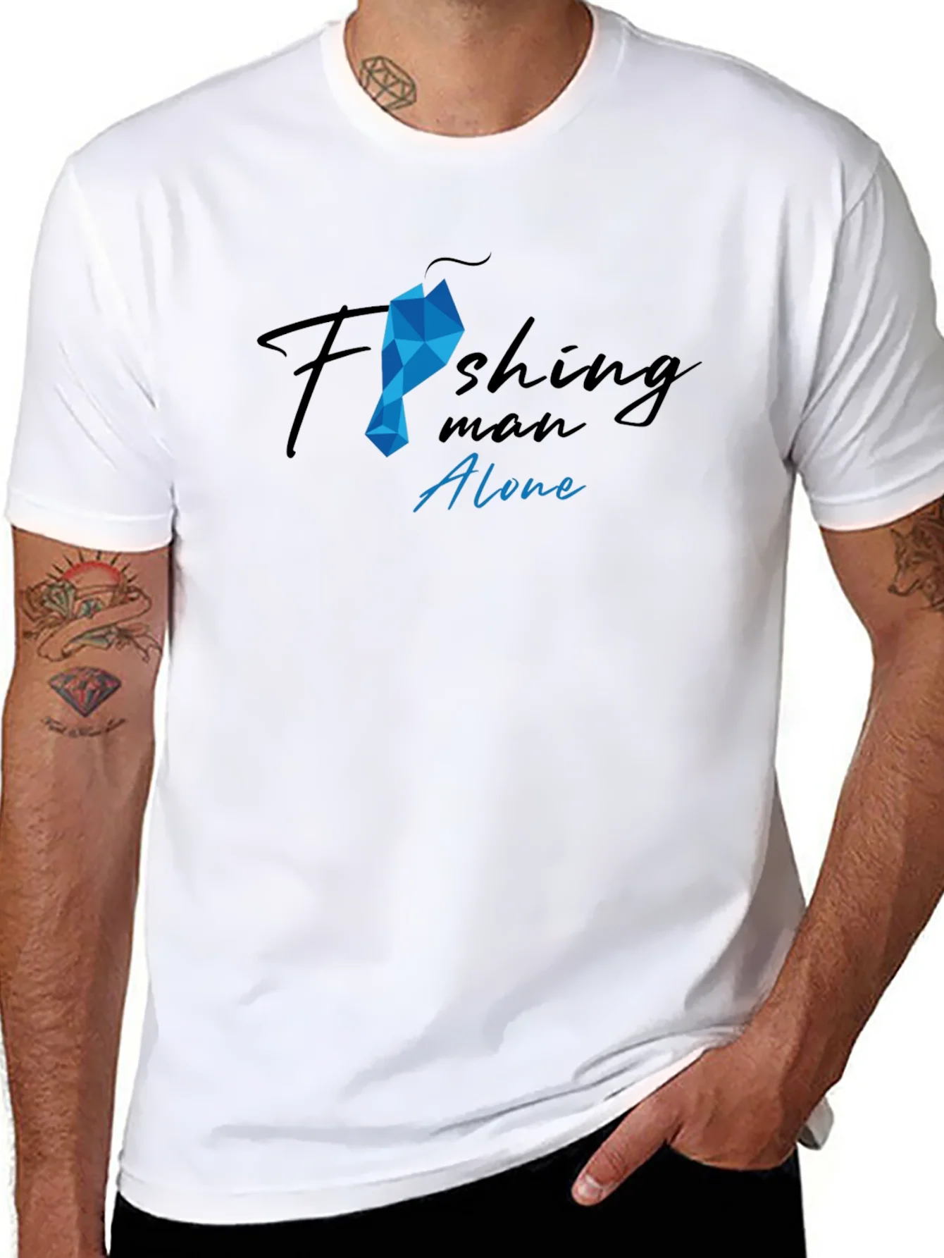 Camiseta Hombre Pesca Dise?o Gr¨¢fico Algod¨®n