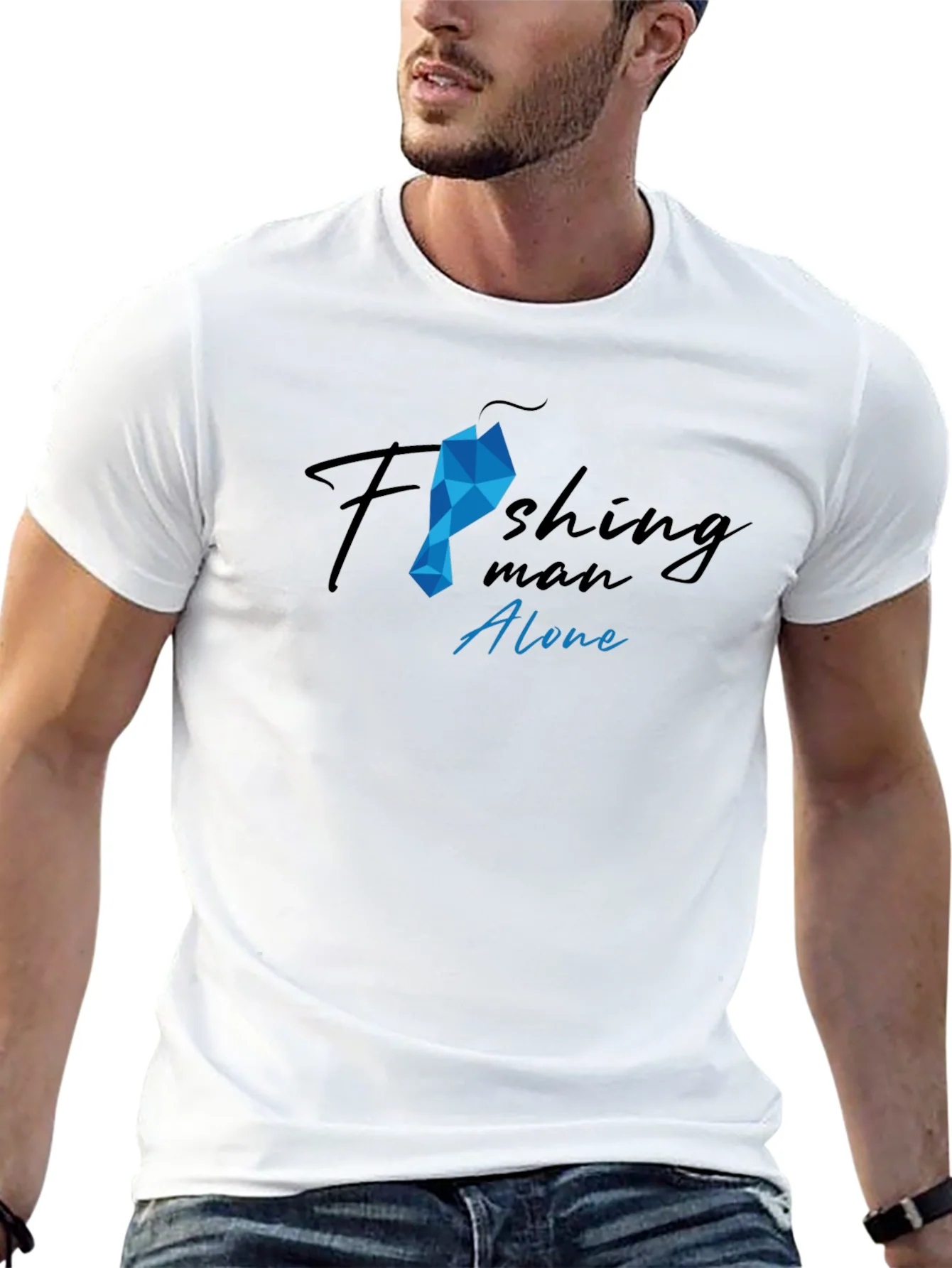 Camiseta Hombre Pesca Dise?o Gr¨¢fico Algod¨®n