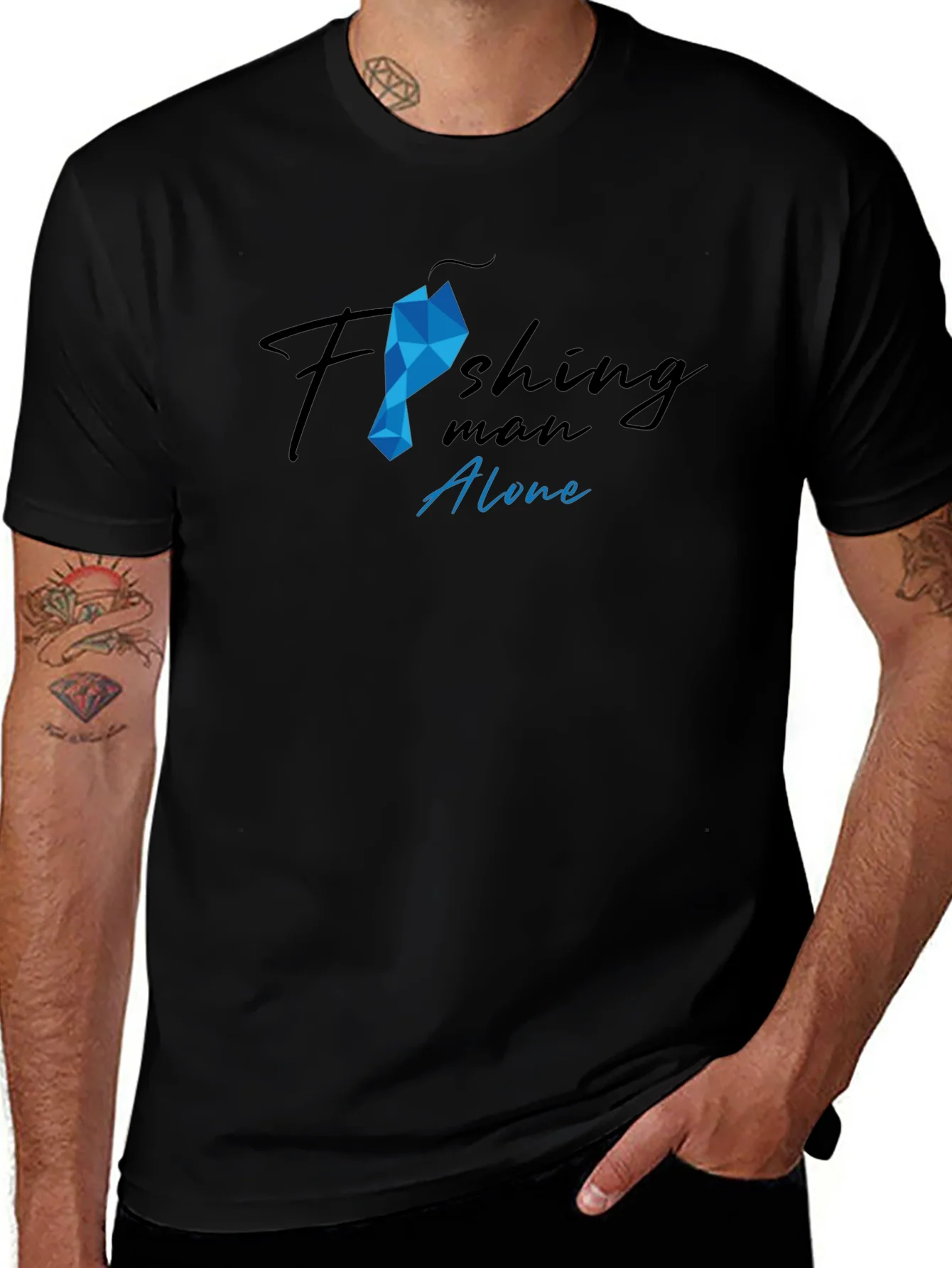 Camiseta Hombre Pesca Dise?o Gr¨¢fico Algod¨®n