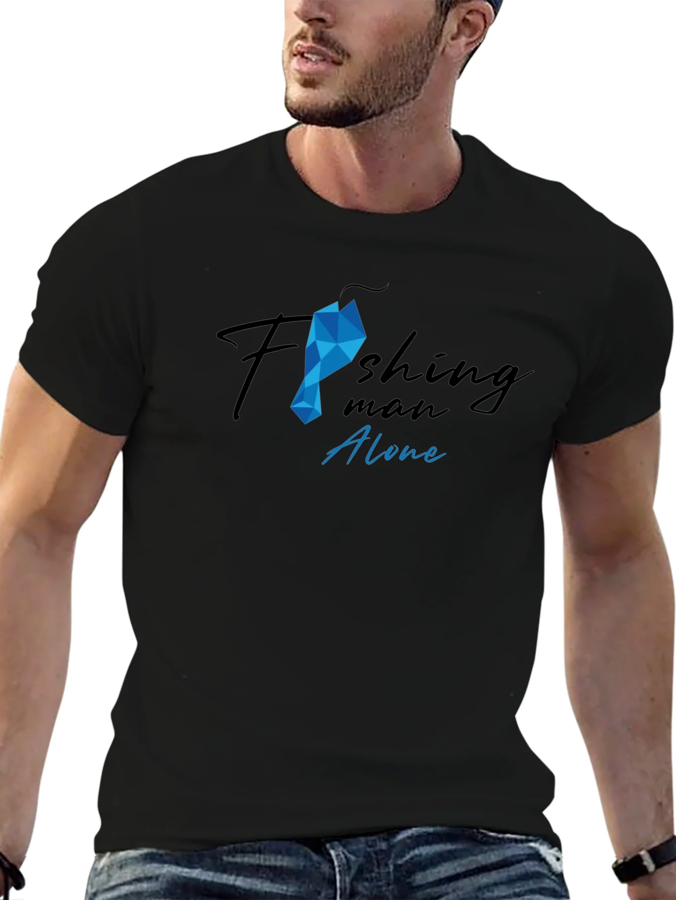 Camiseta Hombre Pesca Dise?o Gr¨¢fico Algod¨®n