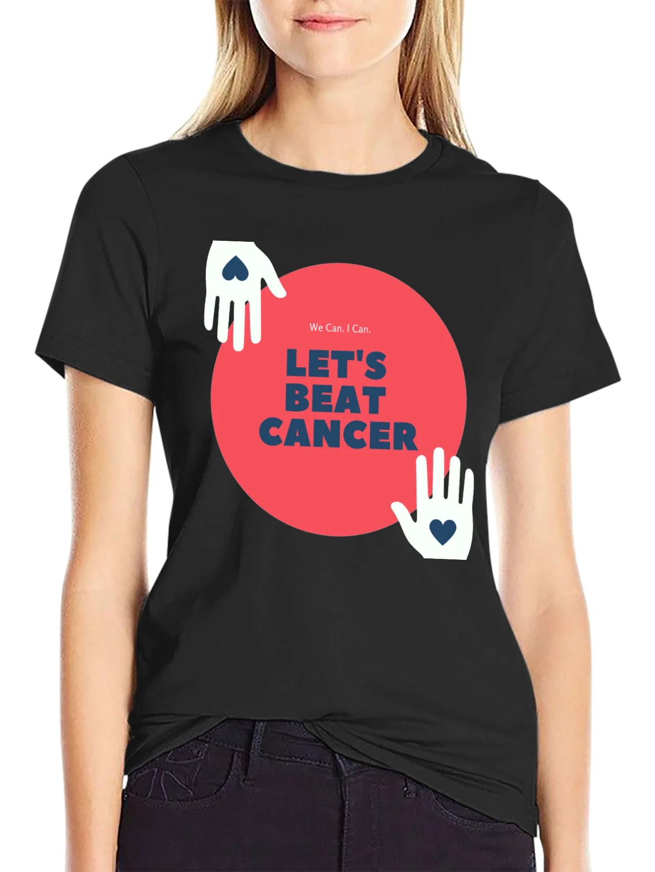 Camiseta Negra Lets Beat Cancer