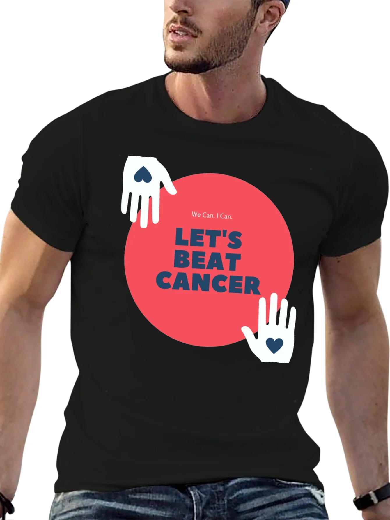Camiseta Negra Lets Beat Cancer