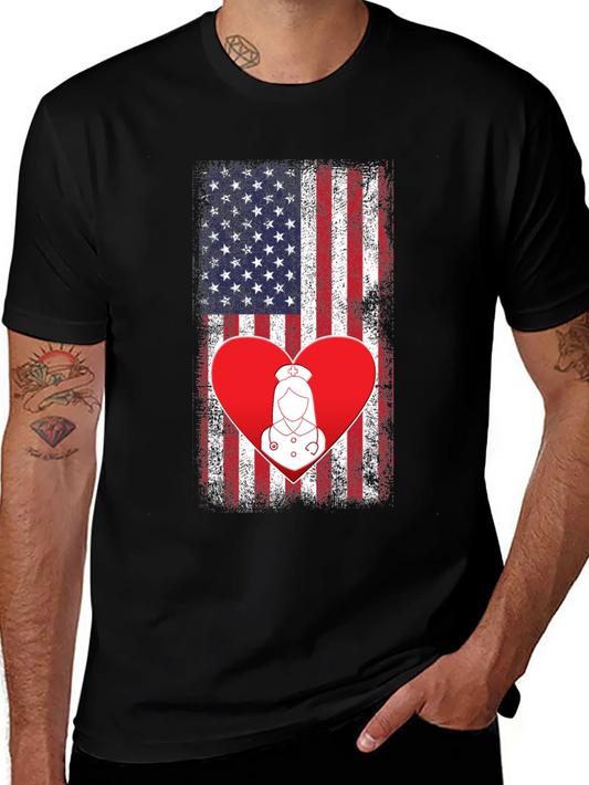 Rebbecca American Flag Nurse Heart T-Shirt