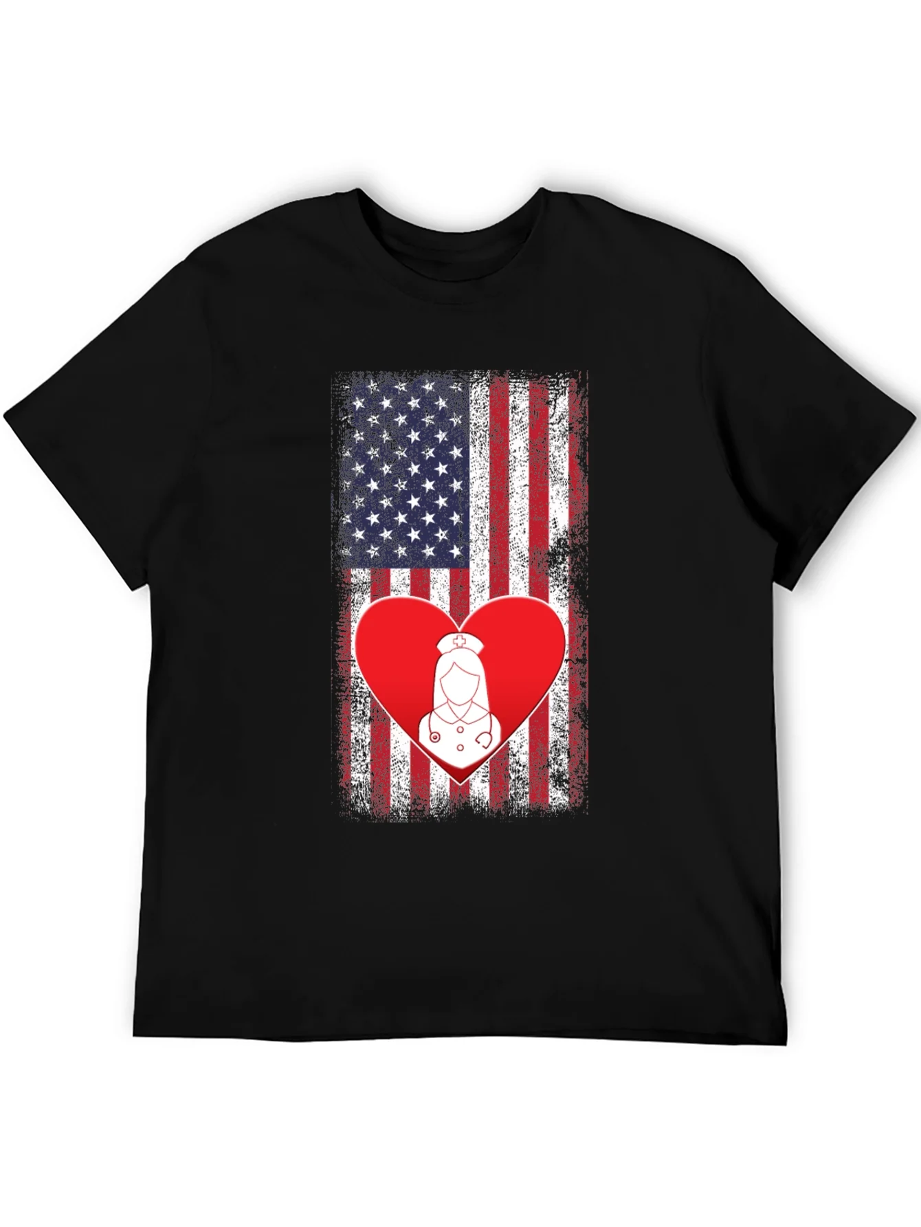 Rebbecca American Flag Nurse Heart T-Shirt