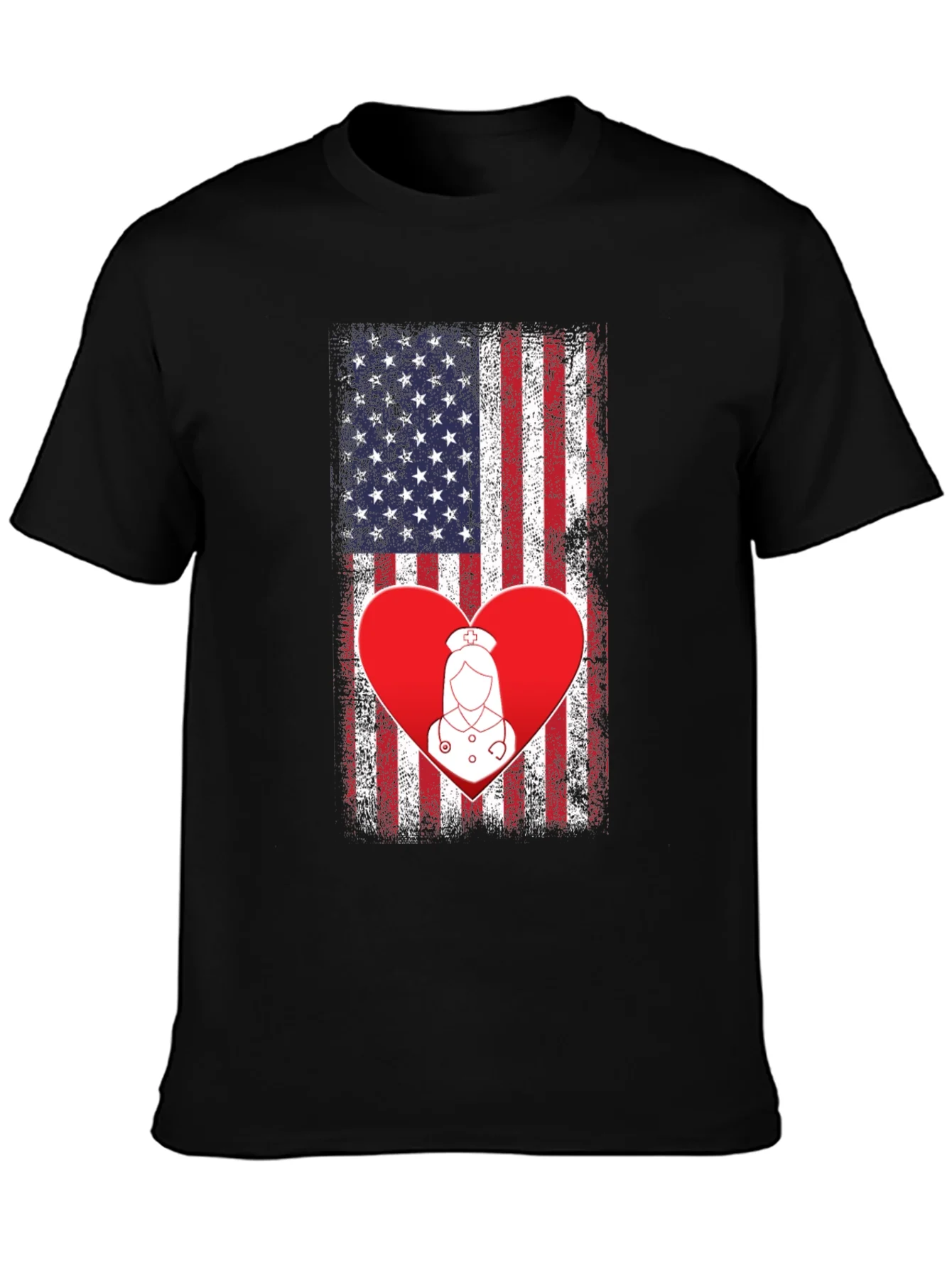 Rebbecca American Flag Nurse Heart T-Shirt