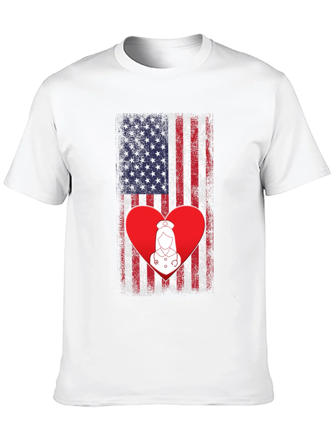 Rebbecca American Flag Nurse Heart T-Shirt