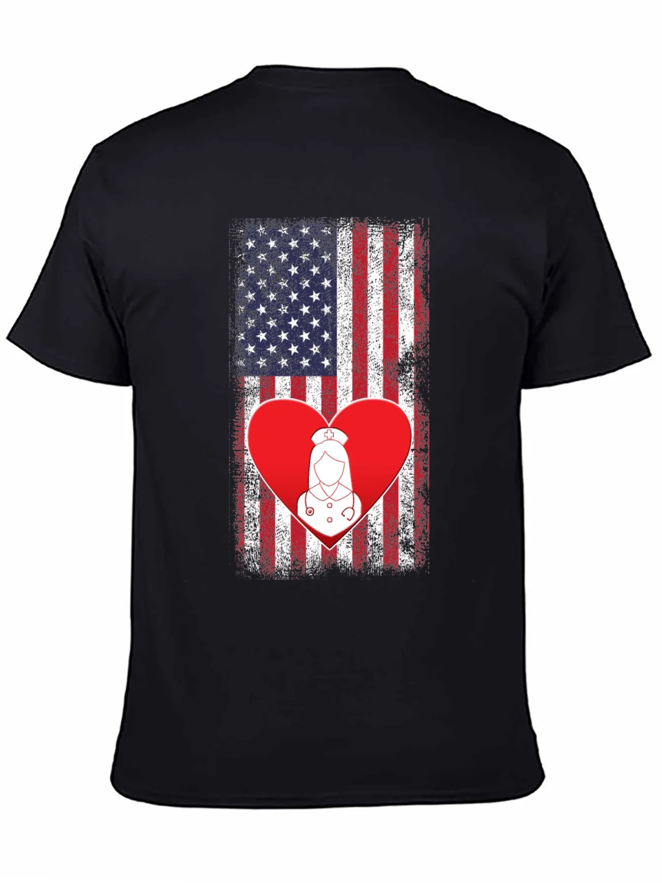 Rebbecca American Flag Nurse Heart T-Shirt