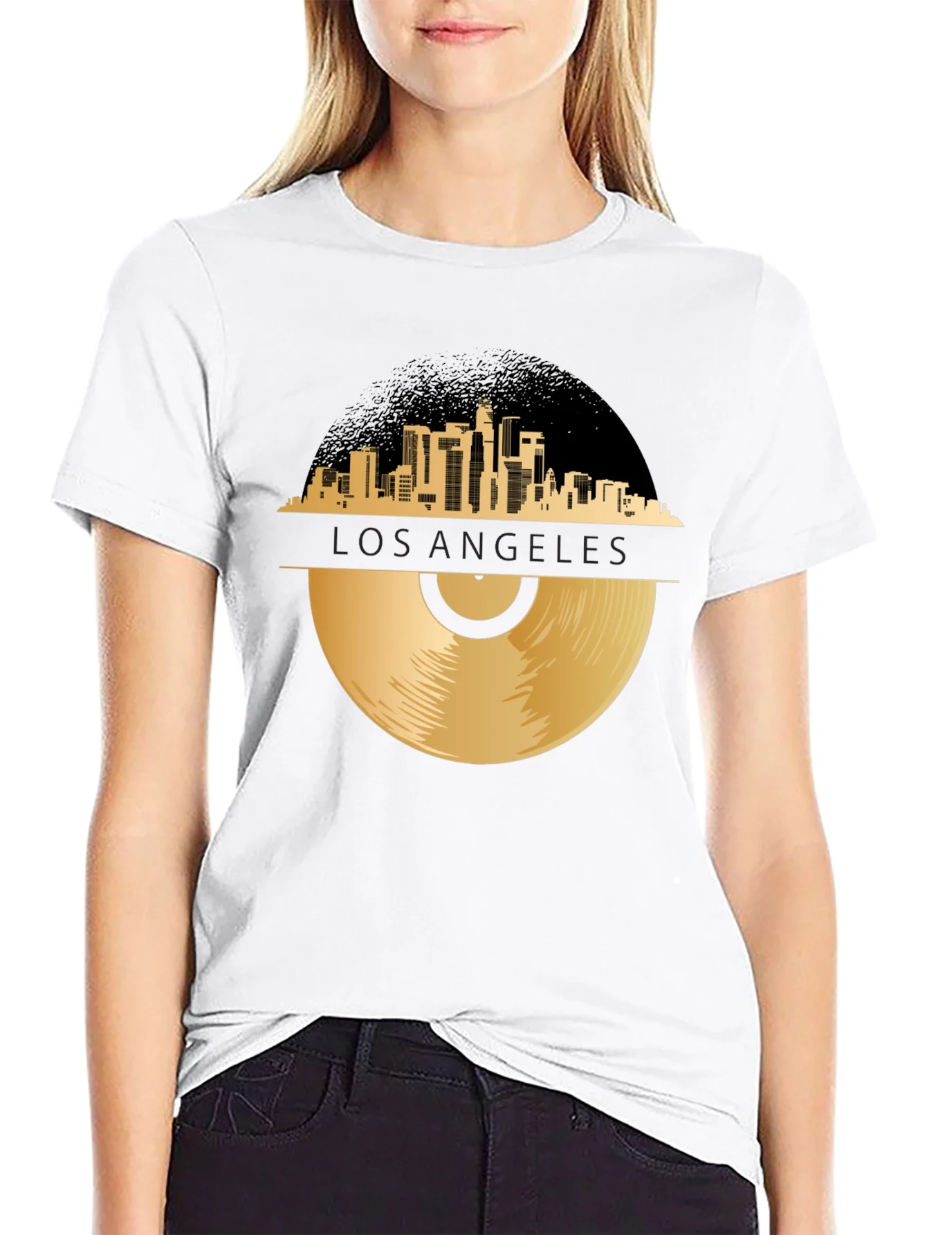 Camiseta Negra Los ¨¢ngeles Vinyl