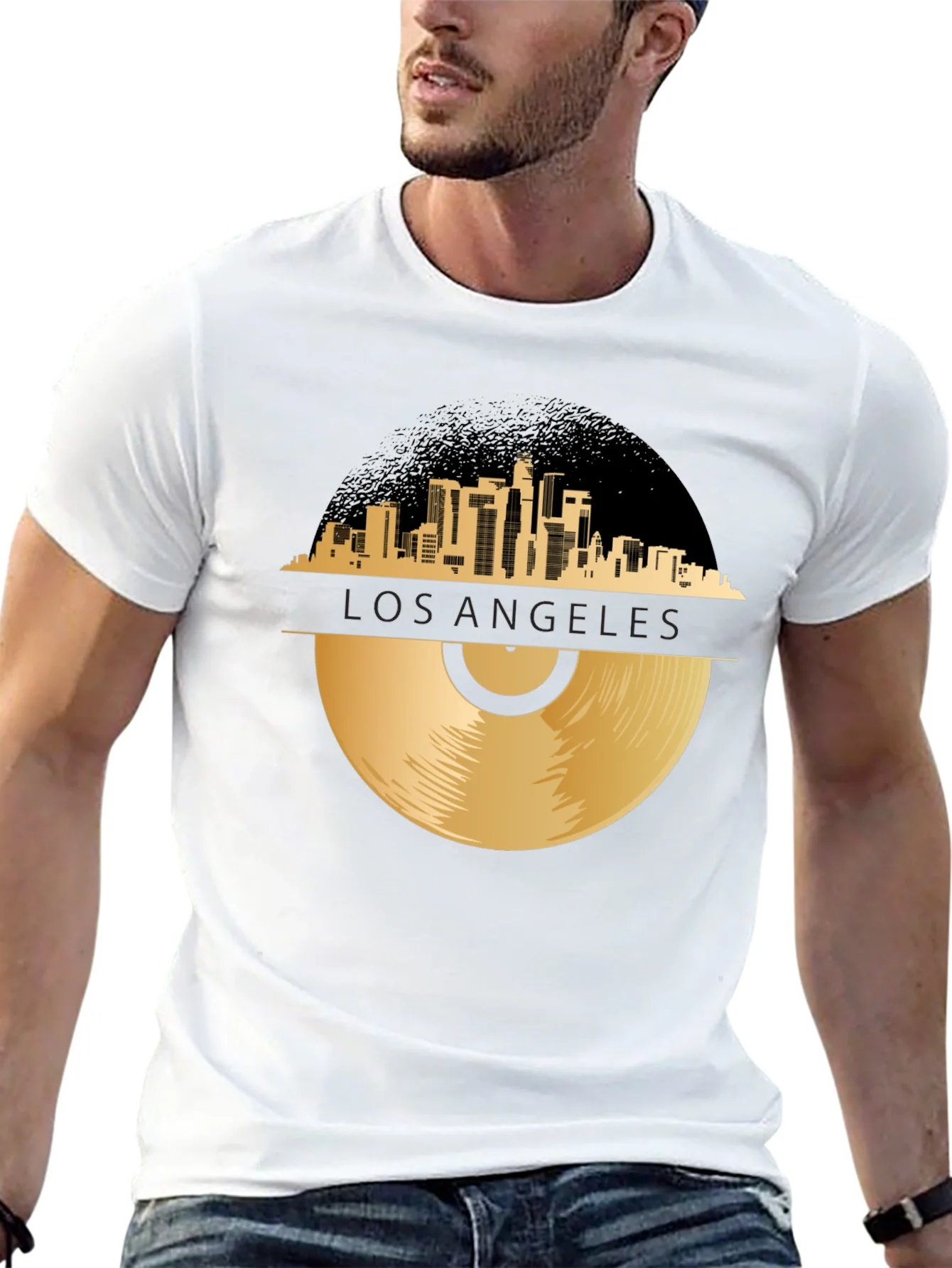 Camiseta Negra Los ¨¢ngeles Vinyl