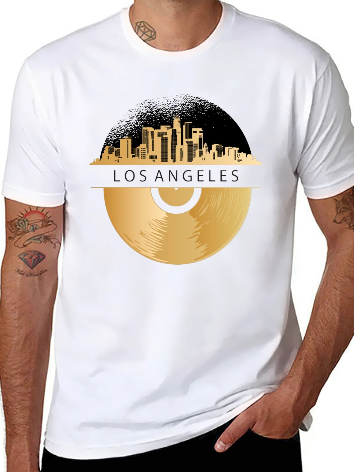 Camiseta Negra Los ¨¢ngeles Vinyl