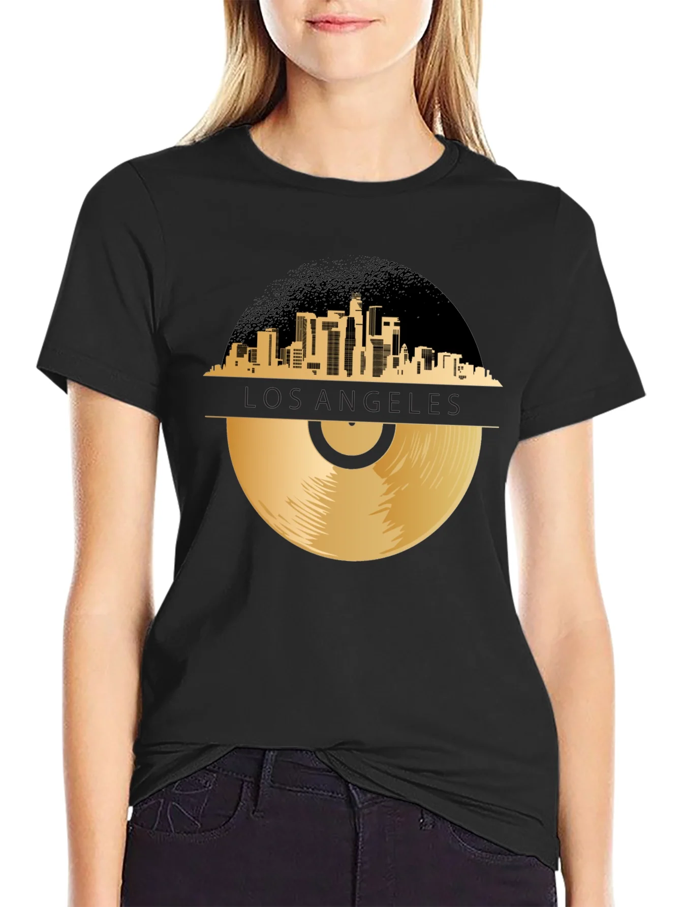 Camiseta Negra Los ¨¢ngeles Vinyl