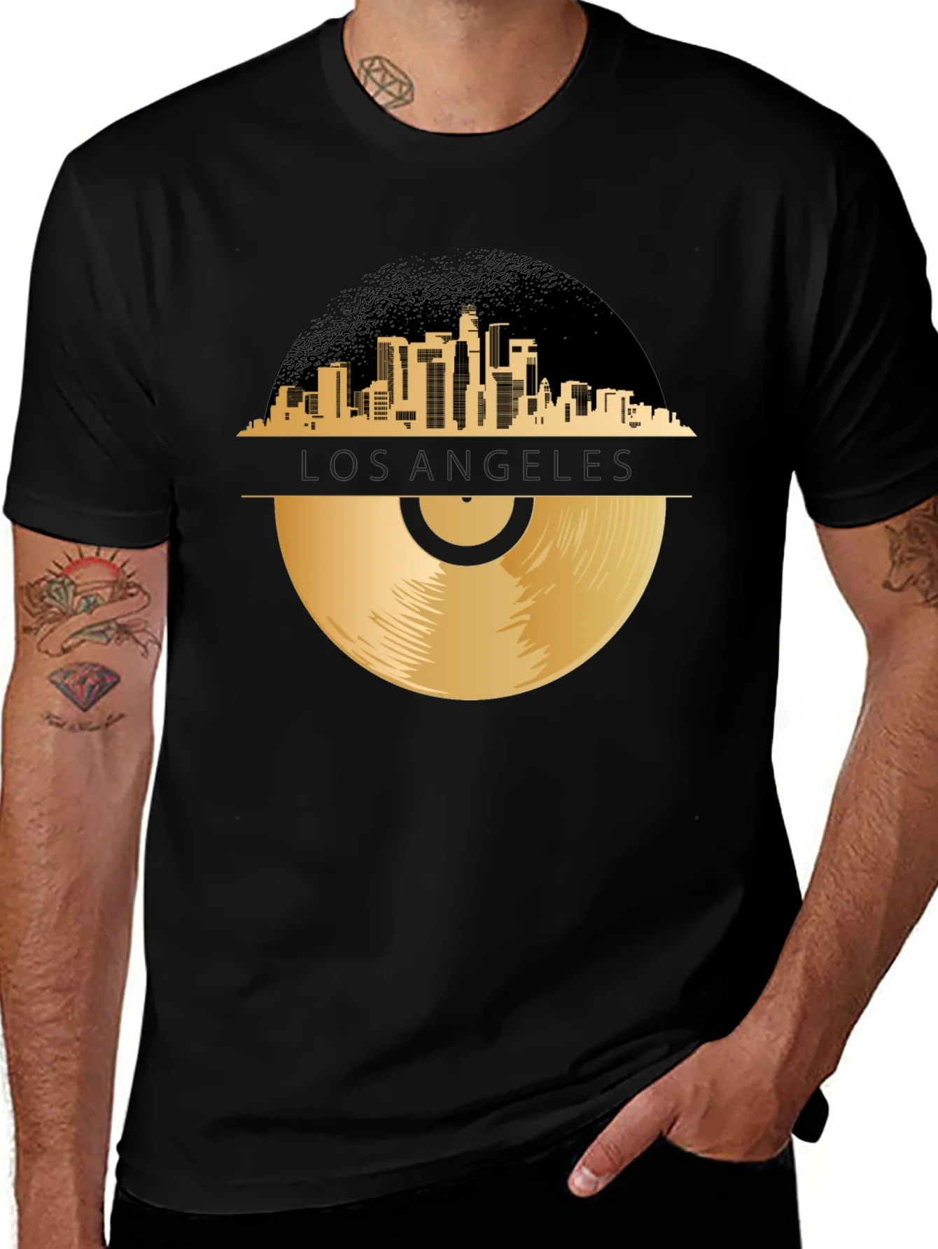 Camiseta Negra Los ¨¢ngeles Vinyl