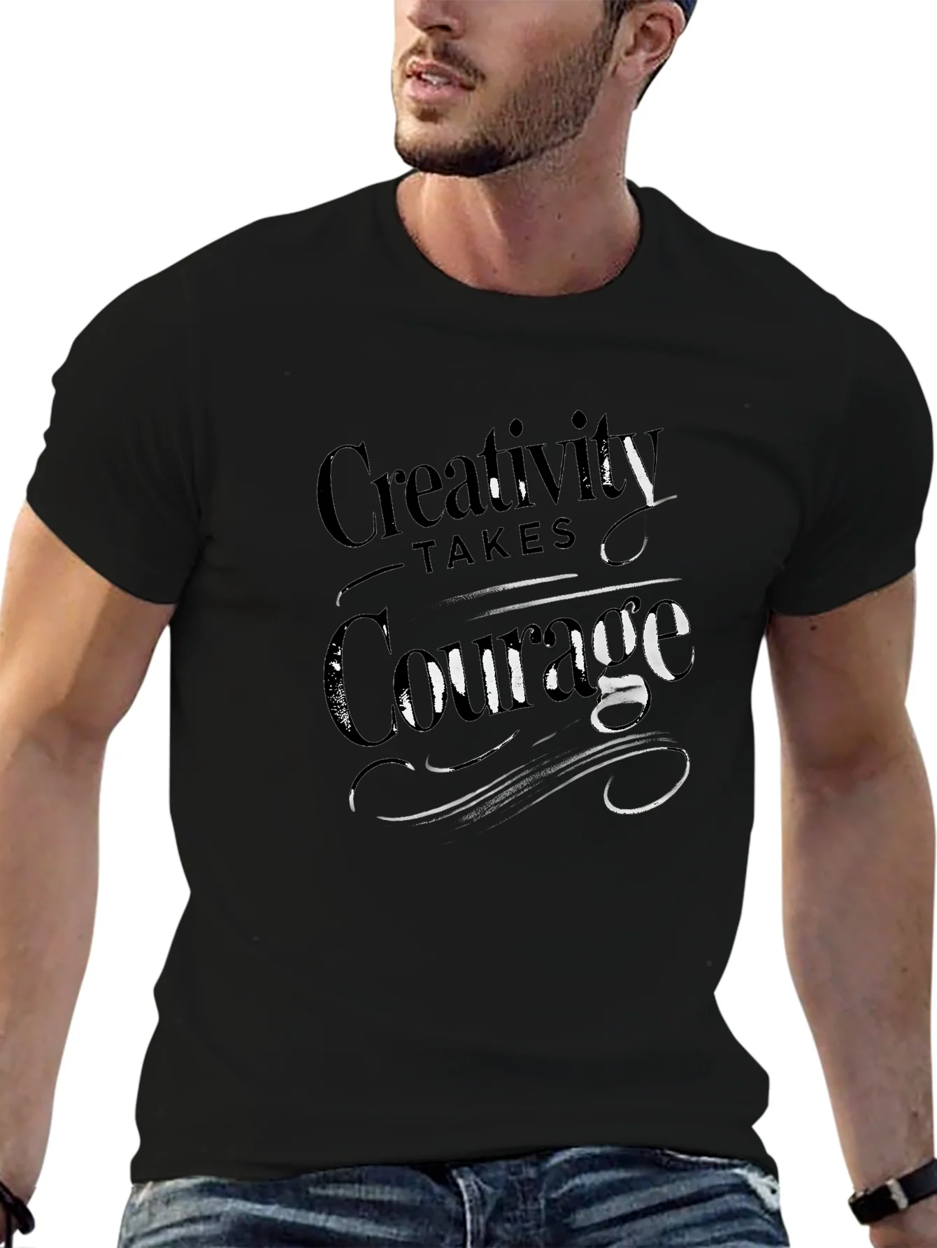 Camiseta Negra Creativity Takes Courage Hombre