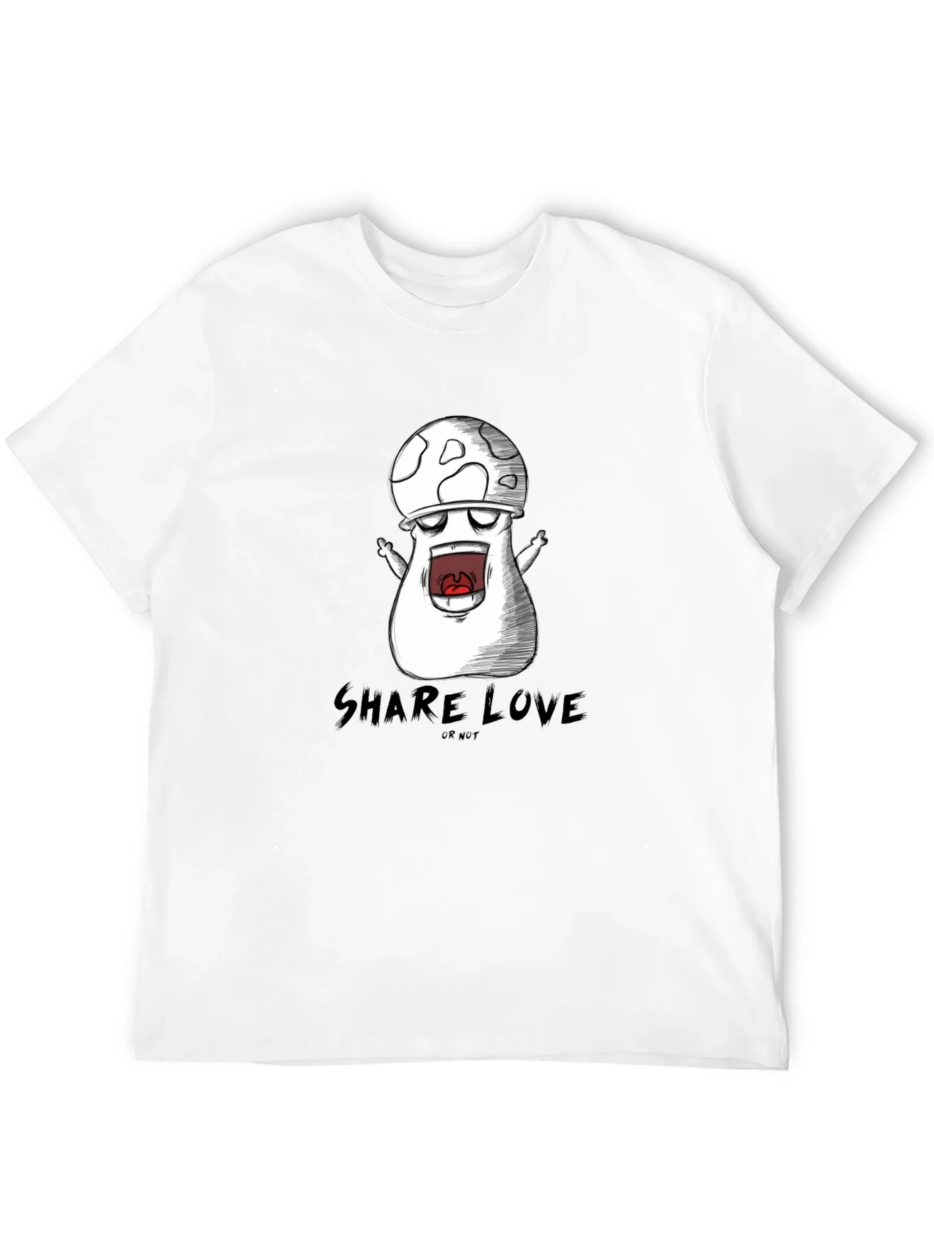 Rebbecca Mushroom Cartoon Graphic Black T-Shirt