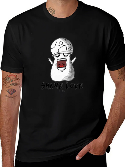 Rebbecca Mushroom Cartoon Graphic Black T-Shirt