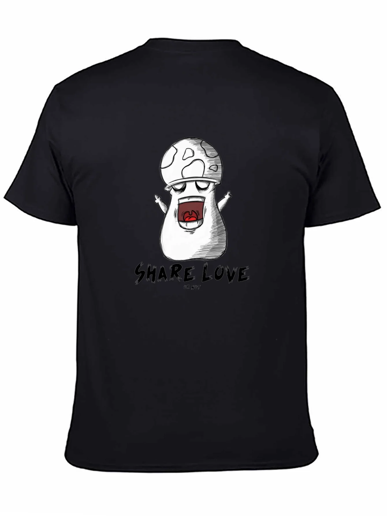 Rebbecca Mushroom Cartoon Graphic Black T-Shirt